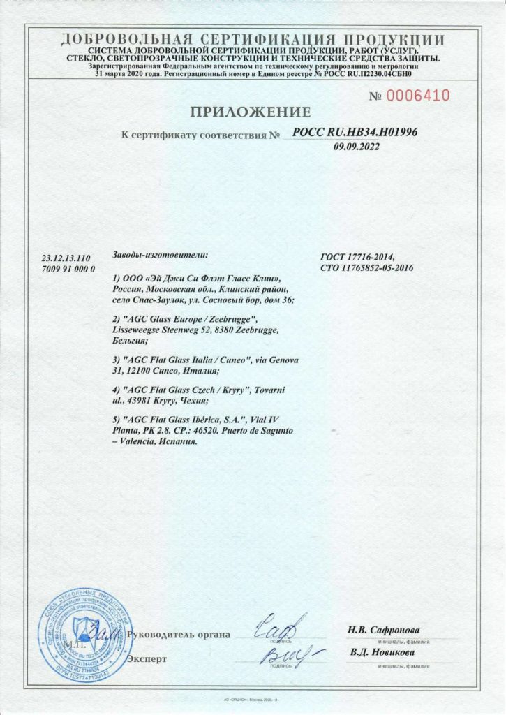 Сертификат на зеркала № 2